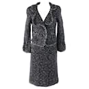 Chanel Knit Jacket Skirt Suit Faux Pearl Button