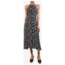 Black silk halterneck midi dress - size UK 6 - Autre Marque