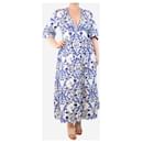 Blue floral printed cotton midi dress - size UK 12 - Autre Marque