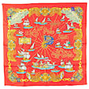 Hermès Red Voiles De Lumiere Silk Scarf