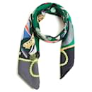 Hermès 1990 Square Scarf 90 Les Folies du Ciel shading green Silk Scarf Hermes