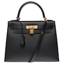 HERMES Kelly 28 Bag in Black Leather - 102681 - Hermès