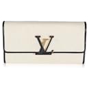 Louis Vuitton Black Taurillon Beige Canvas Capucines Wallet