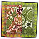 HERMES Carré 90 Écharpe "L'ORDES CHEFS" Soie Noir Orange Auth am8501 - Hermès