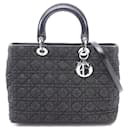 Dior Lady Dior Large Denim Patent Leather Handbag