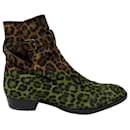 Saint Laurent Wyatt Ankle Boots in Animal Print Suede