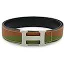 Hermes H Guilloché Reversible Leather Belt - Hermès