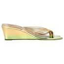 Aquazzura Pedi 45 Wedge Sandals in Gold Leather