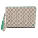 Gucci GG Supreme Clutch Bag PVC Canvas Leather