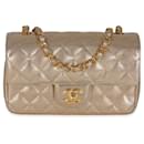 Chanel Gold Metallic Lambskin Perforated Mini Rectangular Flap Bag