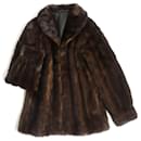 SAGA Mink Genuine Fur Coat Dark Brown - Autre Marque