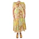 Yellow floral maxi linen dress - size UK 12 - Autre Marque