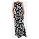 Grey and black sleeveless floral maxi dress - size UK 14 - Autre Marque
