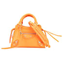Balenciaga Orange Mini Croc Embossed Calfskin Neo Classic City