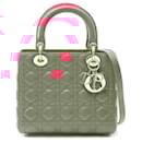 Dior Lady Dior Leather Handbag Red