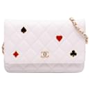 Chanel White Quilted Caviar Coco Casino Wallet on Chain