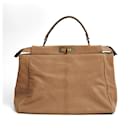 Fendi Beige Black Medium Peekaboo Medium Leather and Natural Snake Hand Bag