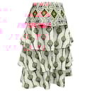 Caroline Constas White / Red / Black Embroidered Tiered Skirt - Autre Marque