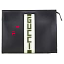 Gucci Web Stripe Leather Clutch Bag
