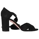 Aquazzura Tarzan Lace Up Sandals in Black Suede