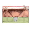 Dior Gold Metallic Ceramic Effect Deerskin Diorama Wallet on Chain