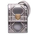Dior Silver Metallic Studded Calfskin Vertical Diorama