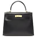 Hermes Kelly 28 Handbag in Black Calfskin - Hermès