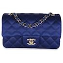 Chanel Navy Quilted Satin Mini Rectangular Classic Flap