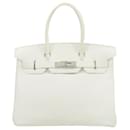 Hermès White Clemence Birkin 30