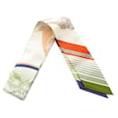 Hermès White Ex Libris Silk Twilly Scarf