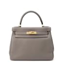 Hermes Kelly 28 Handbag in Etain Togo Leather - Hermès
