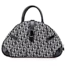 Dior Blue Diorissimo Canvas Double Saddle Bowler Bag