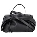 Tod's Wave Top Handle Bag in Black Leather