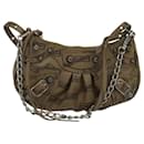BALENCIAGA Chain Le Cagoule Mini Shoulder Bag Leather Beige Silver Auth bs27430 - Balenciaga