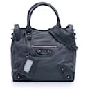 Balenciaga Blue Lambskin Motocross Classic Riva Velo Satchel