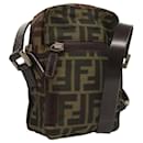 Sac à bandoulière en toile Zucca FENDI noir marron Auth am8718 - Fendi