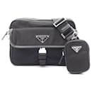 Prada Nylon Saffiano Leather Shoulder Bag