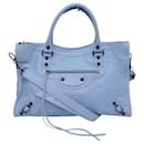 NEW BALENCIAGA LE CITY 823058 BLUE LEATHER SHOULDER BAG - Balenciaga
