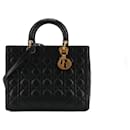 DIOR - Large Lady Dior handbag in vintage black cannage leather