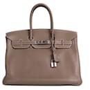 HERMÈS - Hermès Birkin 35 handbag in etoupe togo leather