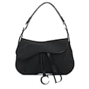 DIOR - Dior Vintage Saddle shoulder bag in black canvas