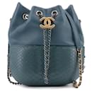 CHANEL - Chanel Gabrielle Bucket shoulder bag in smooth and exotic blue leather