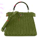 FENDI - Fendi Peekaboo Iseeu handbag in raffia and red leather