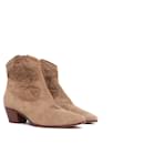 SAINT LAURENT - Saint Laurent cowboy boots in brown suede (size 38.5)
