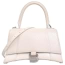BALENCIAGA - Balenciaga Hourglass Small Shoulder Bag in White Python-Embossed Leather