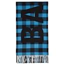 BALENCIAGA - Balenciaga black and blue wool scarf