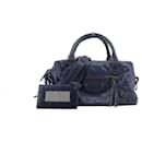 BALENCIAGA - Balenciaga City handbag in navy blue leather