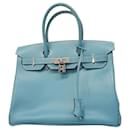 Sac Hermès Birkin 30 en cuir Epsom bleu jean