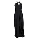 Roland Mouret Embellished-Strap Ruffled Maxi Dress in Black Viscose