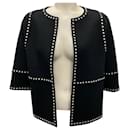 Michael Kors Collection Black Studded Open Front Wool Blazer - Autre Marque